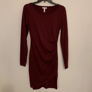 Leith Nordstrom burgundy fitted long sleeved dress size S